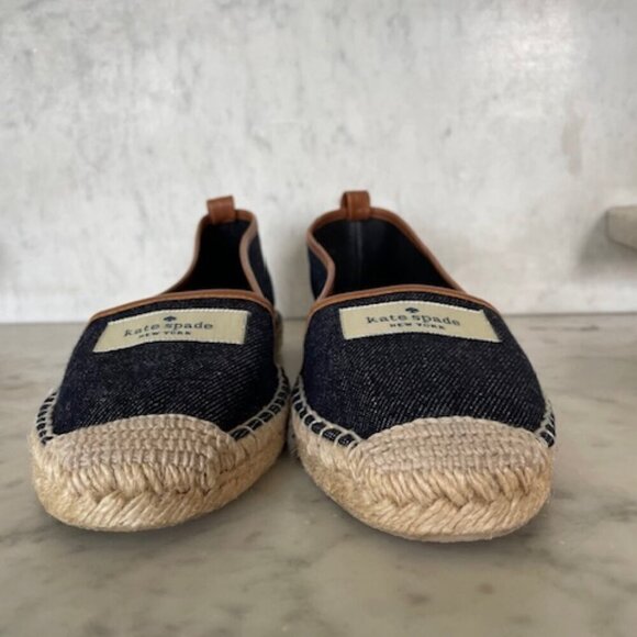 KATE SPADE Lara Denim Jute Leather Tab Espadrille Flat 7 - Picture 7 of 16